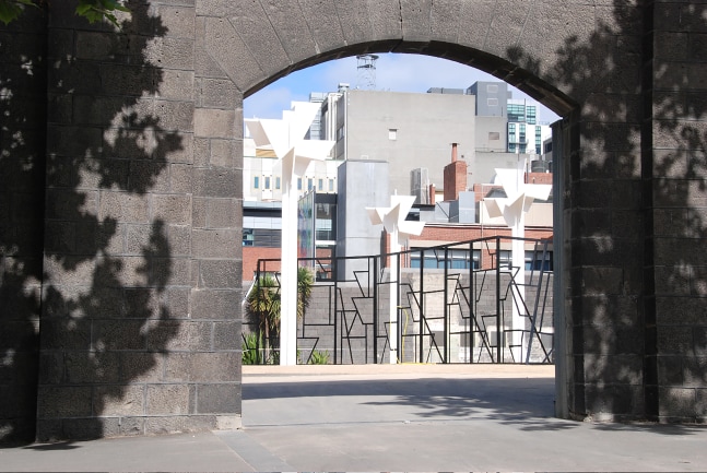 Installation view of sculptures by Martin Boyce