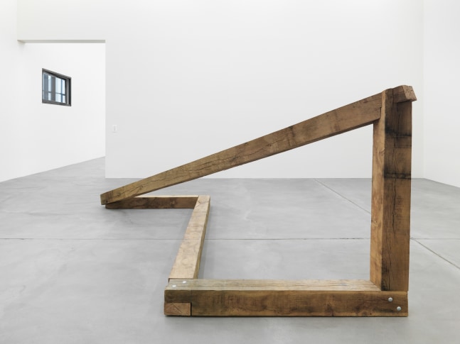 Installation view of Oscar Tuazon sculptures exhibitions