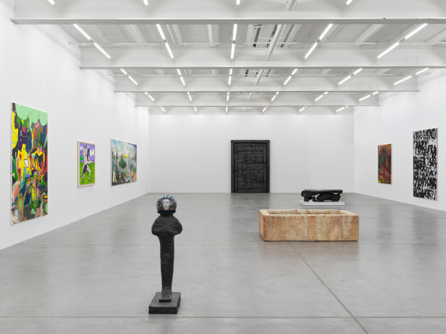 Installation view of group painting and sculpture exhibition