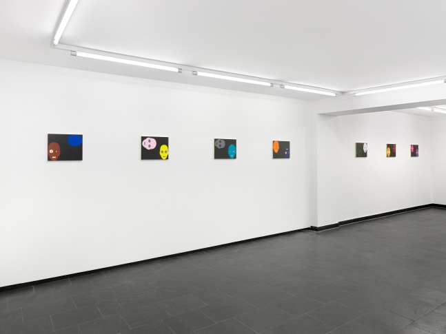 Installation view of paintings by Valentin Carron