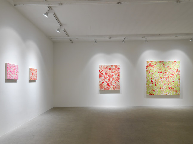 Installation view of Sue Williams painting exhibition