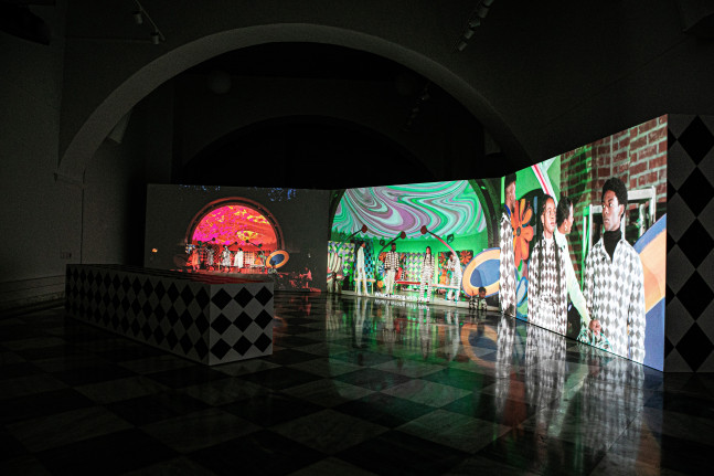 Installation view, Tschabalala Self, The Bigger Picture, Melina Merkouri Art &amp;amp; Concert Hall, Hydra, 2024