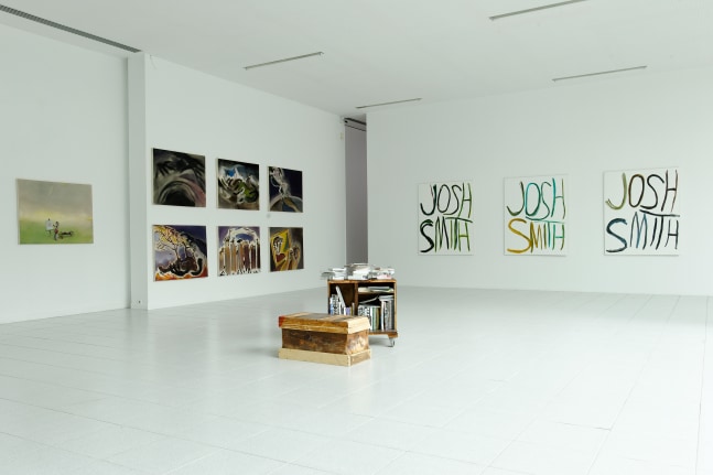 Installation view of paintings by Josh Smith