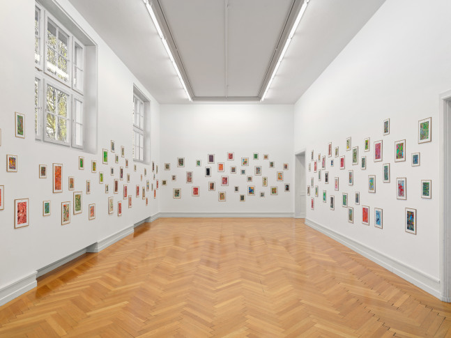 Installation view of sculptures and paintings by Jean-Frédéric Schnyder