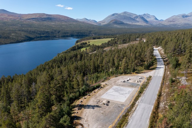 Installation view of outdoor work by Matias Faldbakken