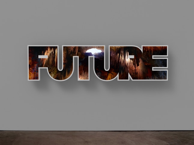 Lightbox sculpture by Doug Aitken, FUTURE 2019 Chromogenic transparency on acrylic in aluminum lightbox with LEDs Approx. 90 x 350 cm / 35 3/8 x 137 3/4 in