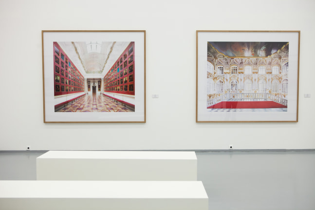 Installation view of photographs by Candida Höfer