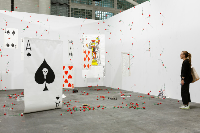 Installation view, Karen Kilimnik, The Joker Episode of The Avengers, Art Basel Unlimited, Basel, 2024