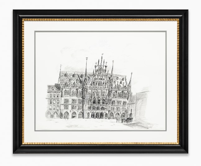 drawing of a Rathaus by Karen Kilimnik