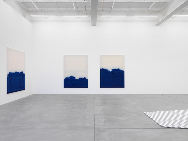 Installation view of paintings and sculptures by Latifa Echakhch