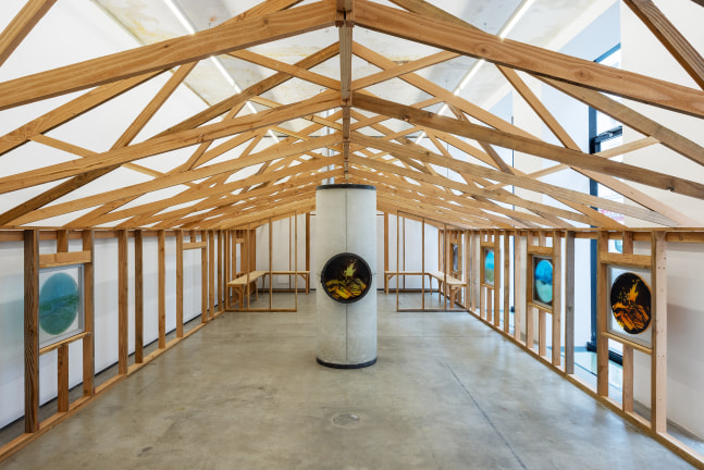 Installation view, Oscar Tuazon, Words for Water, FJK3, Vienna, 2024