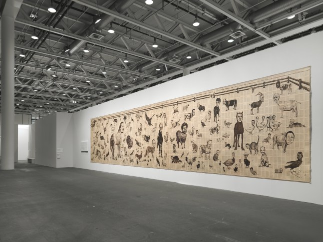 Installation view of paintings by Tim Rollins and K.O.S.