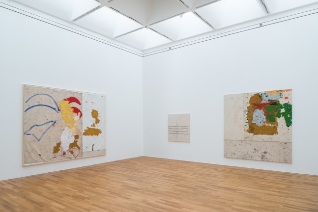 Installation view of paintings by Joe Bradley