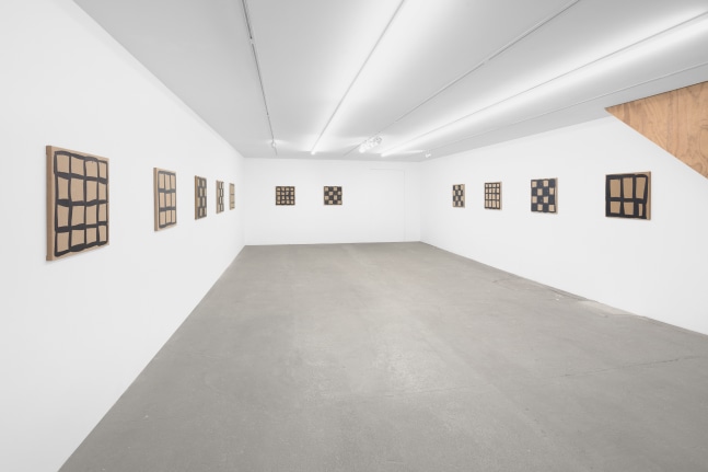 Installation view of paintings by Amy Feldman