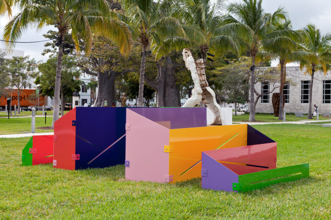 Installation view of sculpture by Sam Falls
