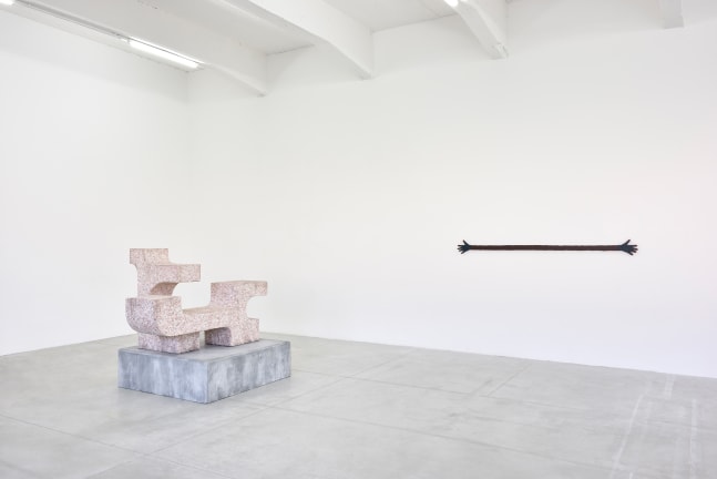 Installation view of sculptures by Valentin Carron