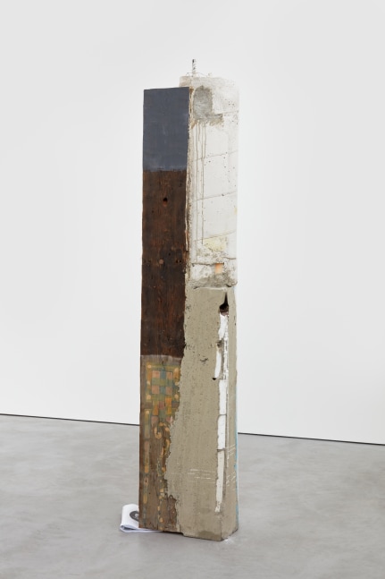 Indoor view of sculpture by Oscar Tuazon