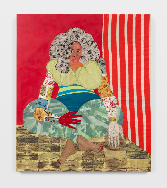 Chambre Rouge

2024

Acrylic paint, oil pastel, fabric, thread, painted canvas on canvas

213.5 x 183 cm / 84 x 72 in

&amp;copy; Tschabalala Self&amp;nbsp;