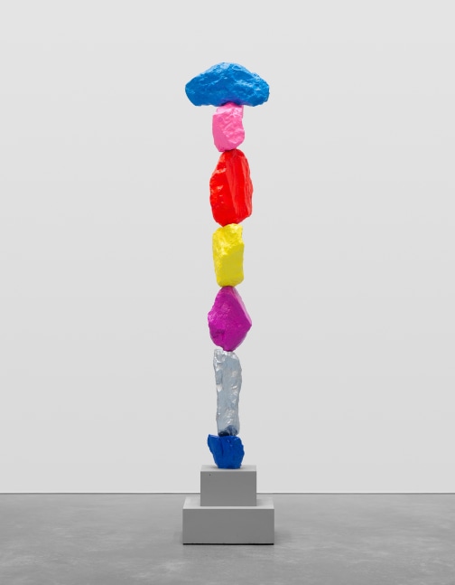 blue silver violet yellow red pink blue mountain

2024

Painted stone, stainless steel, concrete base

Sculpture 183 x 32 x 24 cm / 72 x 12 5/8 x 9 1/2 in

Pedestal 30 x 40 x 40 cm / 11 3/4 x 15 3/4 x 15 3/4 in

&amp;copy; Ugo Rondinone