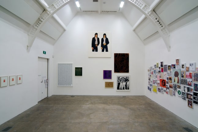Installation view of works by Steven Shearer