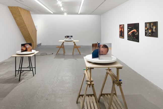 Installation view of Lucas Blalock photography and sculpture exhibition