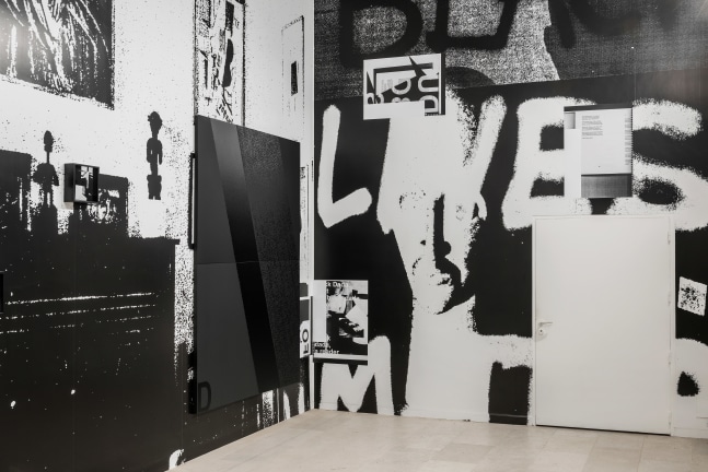 Installation view of paintings by Adam Pendleton