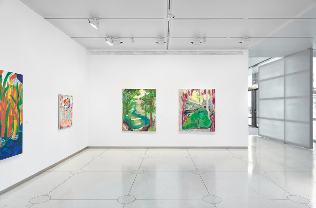 Installation view of Paintings by Shara Hughes