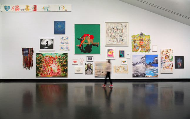 Installation view of painting by Tschabalala Self