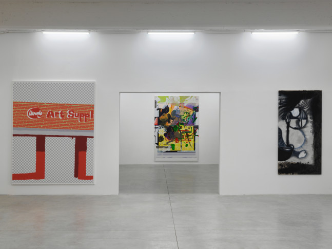 Installation view of paintings by Tobias Pils and Michael Williams