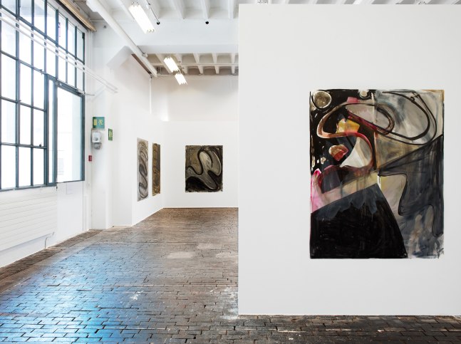 Installation view of paintings by Josh Smith
