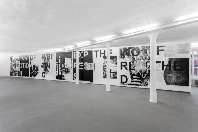 Installation view of paintings by Adam Pendleton