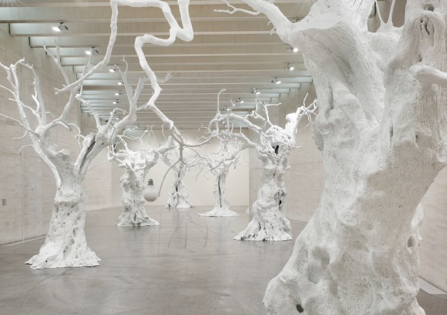 Installation view of sculptures by Ugo Rondinone