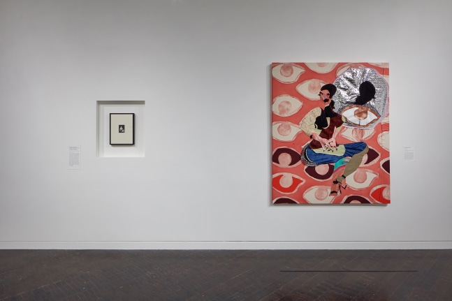Installation view of paintings by Tschabalala Self