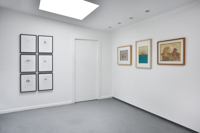 Installation view of paintings by Diether Roth