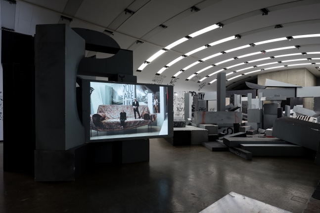 Installation view sculptures by Liam Gillick