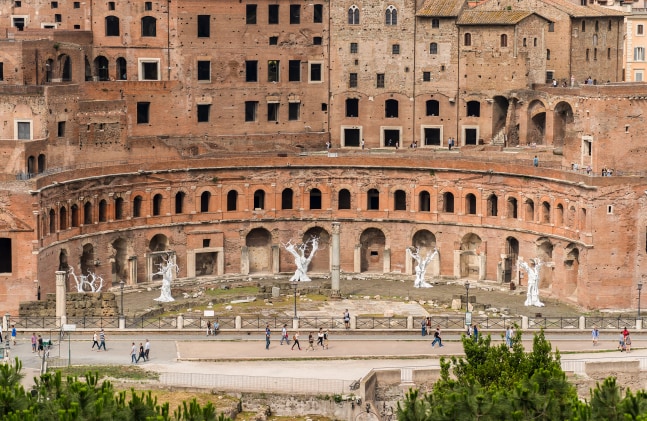 Installation view of sculptures by Ugo Rondinone