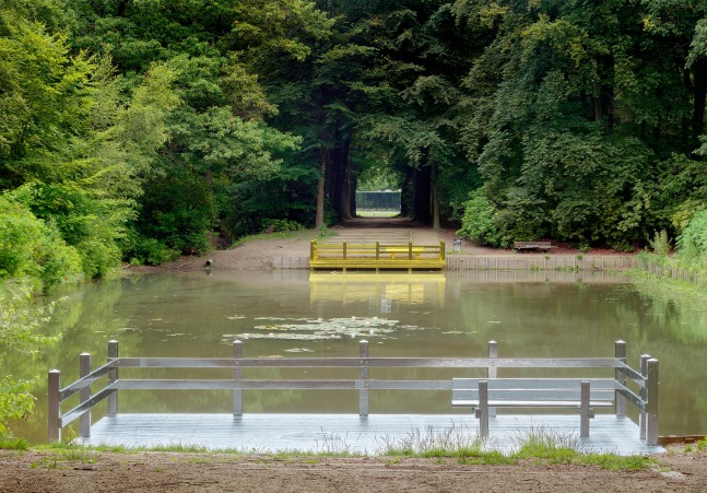 Installation view of living art installation by Ugo Rondinone