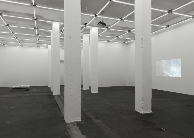 Installation view of Peter Fischli David Weiss film and sculpture exhibition