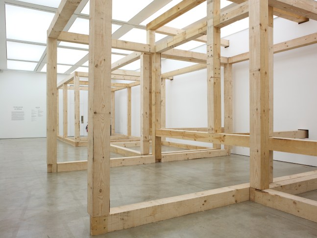 Installation view of sculpture by Oscar Tuazon