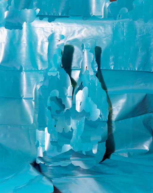 Photograph by Lucas Blalock, Blue Bottles 2013 Archival inkjet print; framed 113 x 90 cm / 44 1/2 x 35 1/2 in