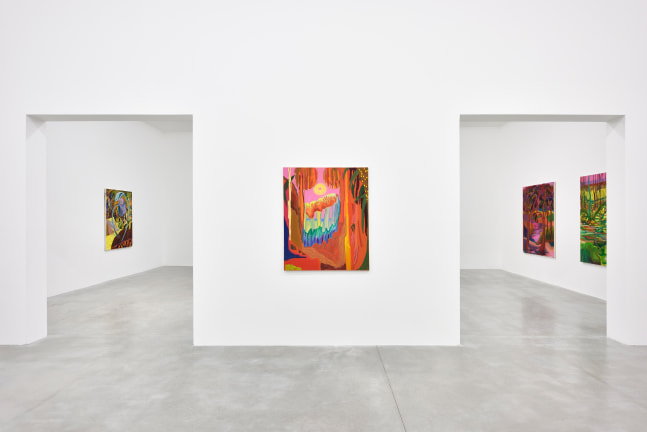 Installation view of Paintings by Shara Hughes