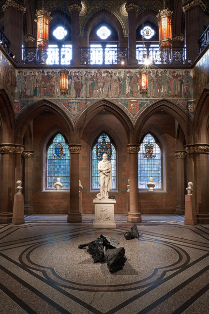 Installation view of sculptures by Douglas Gordon