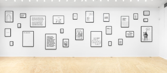 Installation view of Liam Gillick 25-part text and graphics based work