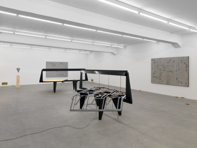 Installation view of Martin Boyce sculpture and photography exhibition
