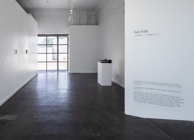 Installation view of works by Sam Falls