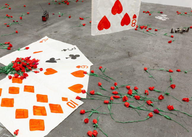 Installation view, Karen Kilimnik,&amp;nbsp;The Joker Episode of The Avengers, Art Basel Unlimited, Basel, 2024