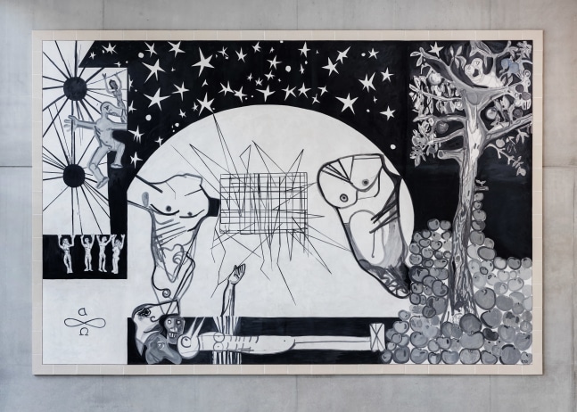 Installation view of painting by Tobias Pils