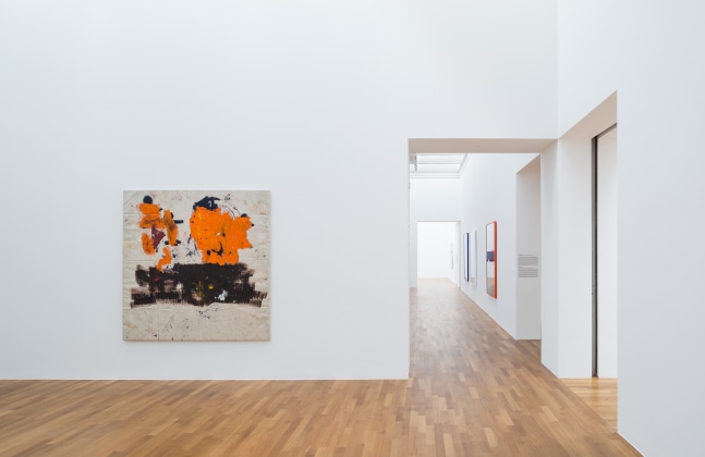 Installation view of paintings by Joe Bradley