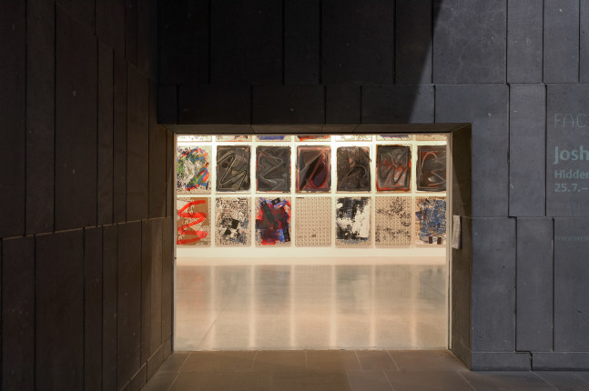 Installation view of paintings by Josh Smith