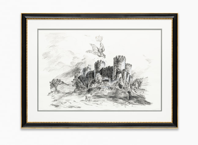 drawing of a castle by Karen Kilimnik